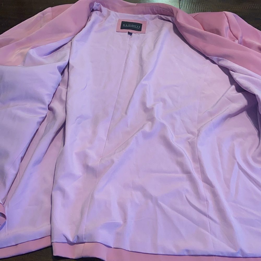 Eloquii Pink Blazer with Contrast Trim - Picture 7 of 9